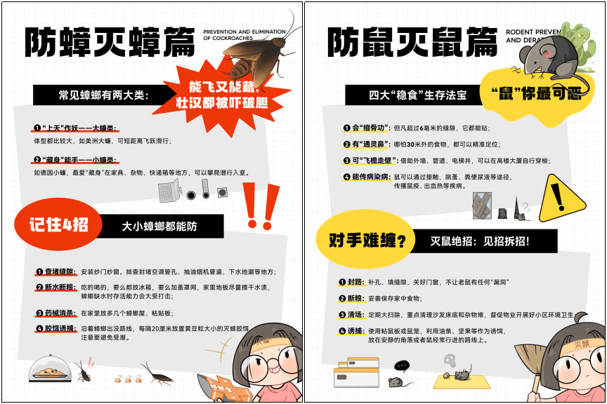 2. "防蟑灭蟑""防鼠灭鼠"科普卡片,教你怎么端了家里的蟑螂老鼠窝1.