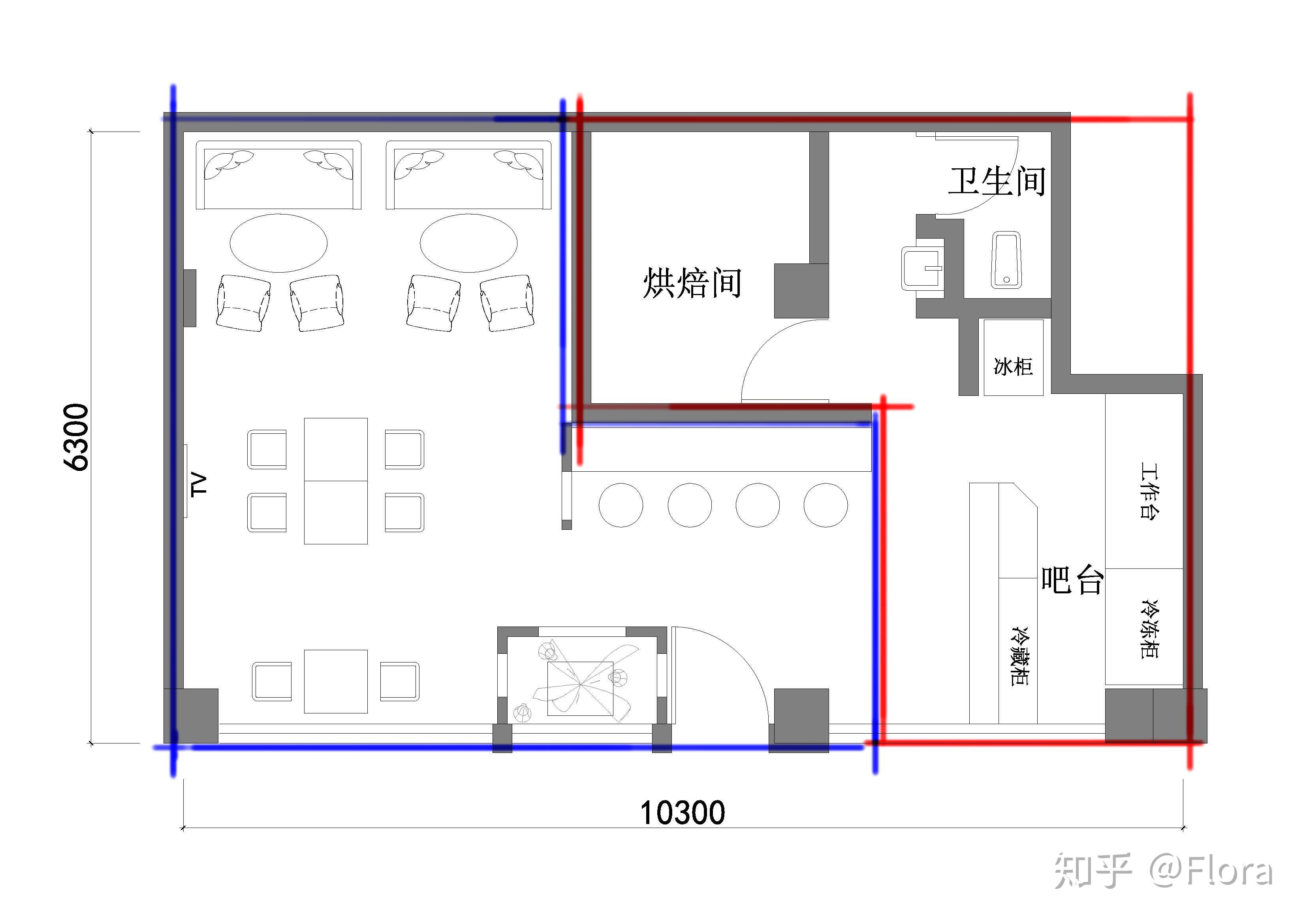 奶茶店装修水电布置图图片