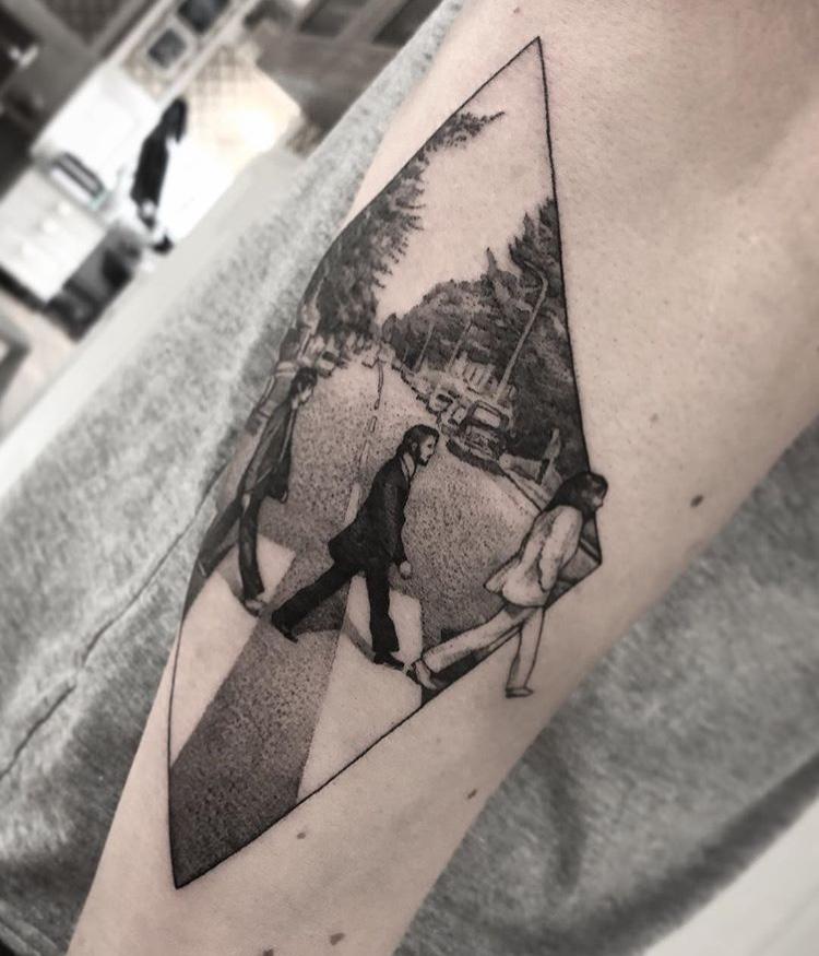 【纹身素材】披头士《艾比路》专辑封面50周年,好多人纹了同款纹身