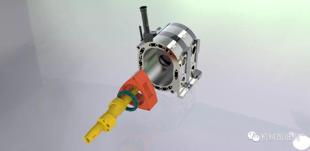 发动机电机13b双腔汪克尔转子发动机图纸solidworks