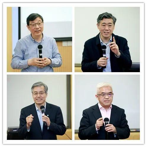 左上:王梅祥,右上:李稻葵左下:何福胜,右下:周光权会上,清华大学