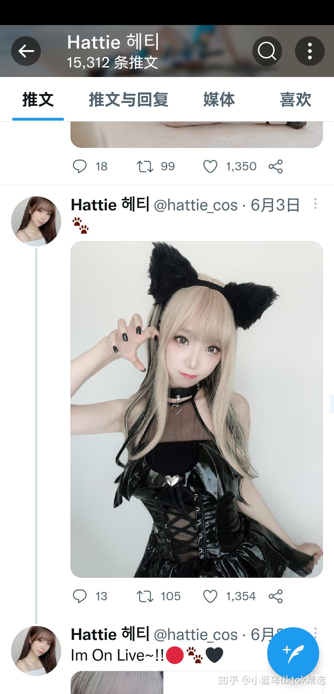 小蓝鸟推特上的韩国小姐姐coser博主 - 知乎