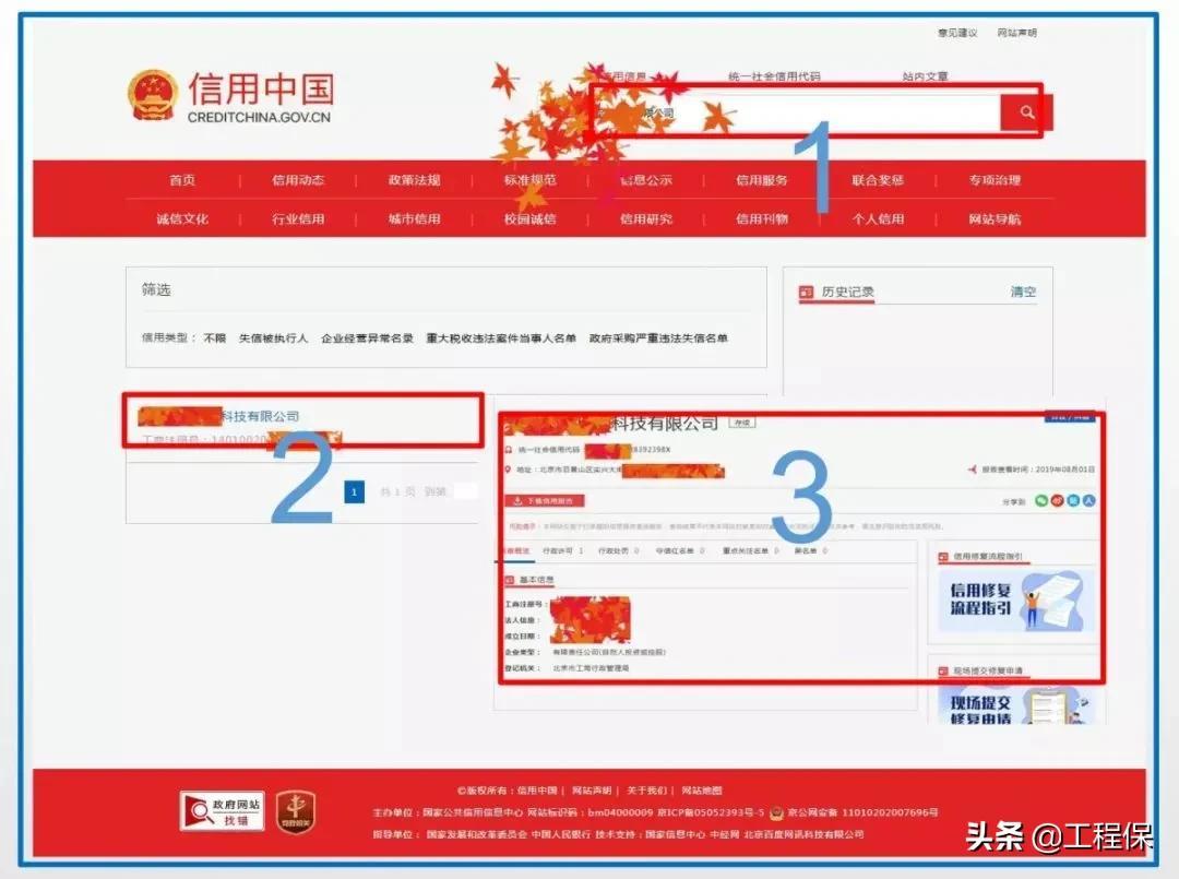项目招标的企业资质审核必有信用中国查询报告