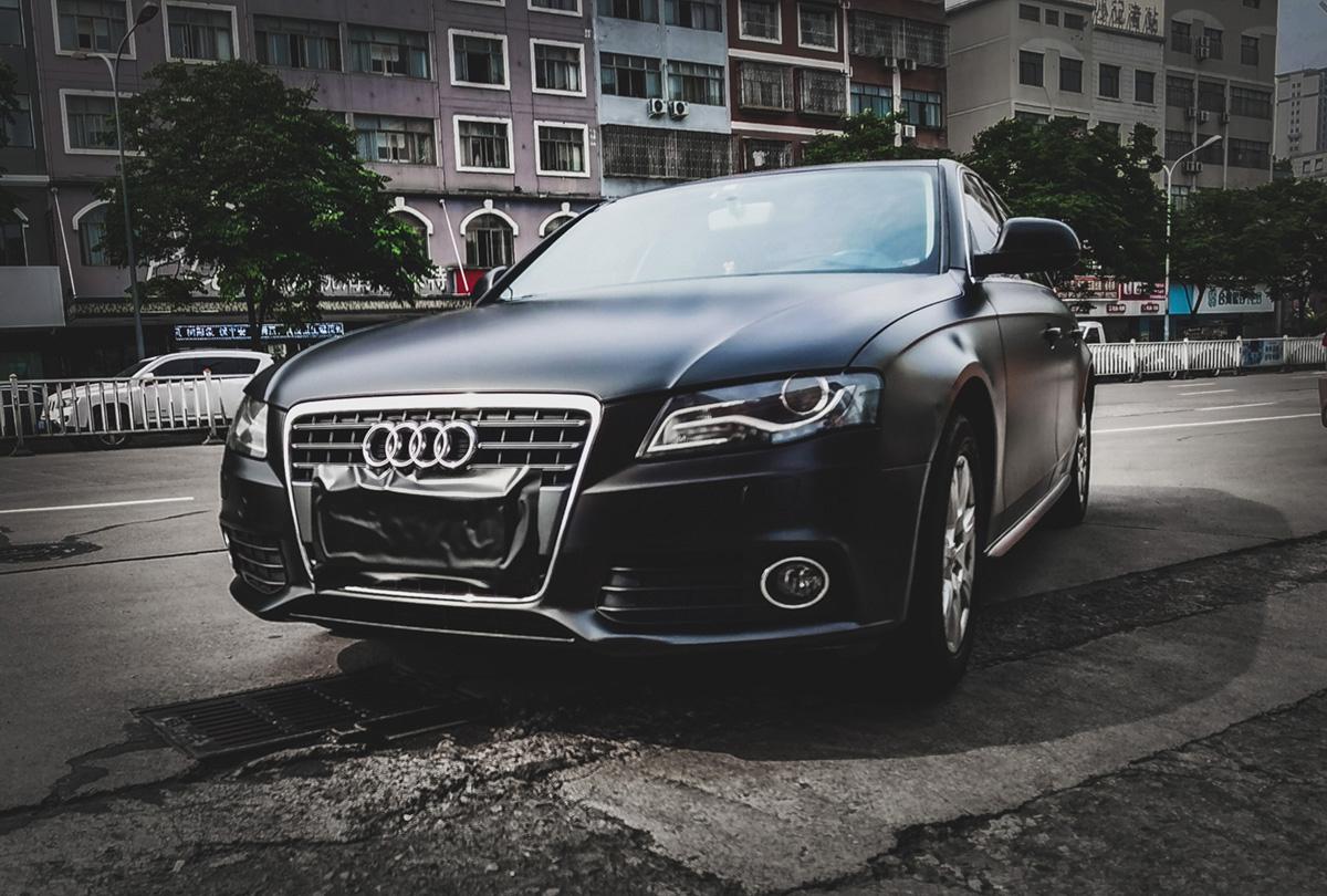 奥迪a4l车身改色电光黑rg瑞集改色膜浙江永康