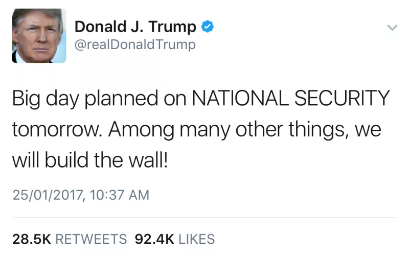 如何看待川普下令修建墨西哥墙? - 2016 年美国