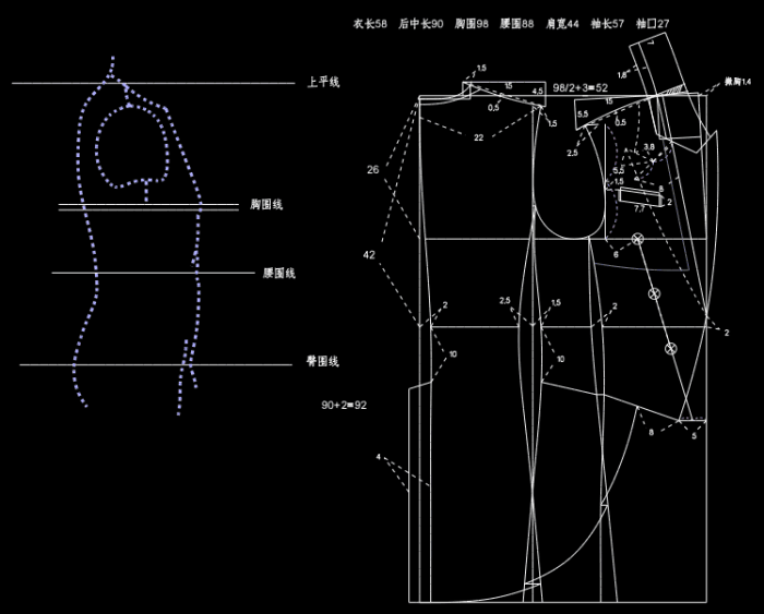 男西裝燕尾服打版裁剪製圖服裝製版