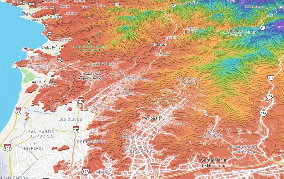 這是我們創建的 3d 分層設色地形圖.