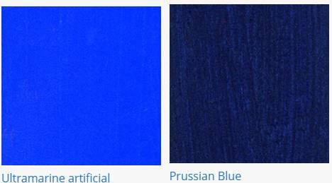 1,群青蓝和普鲁士蓝的对比