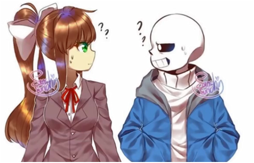 中的monika和来自2015年ign最佳pc游戏《undertale》的sans monika的