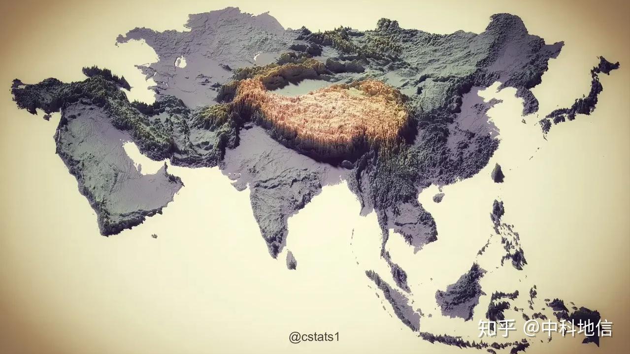 亚洲3d地形图