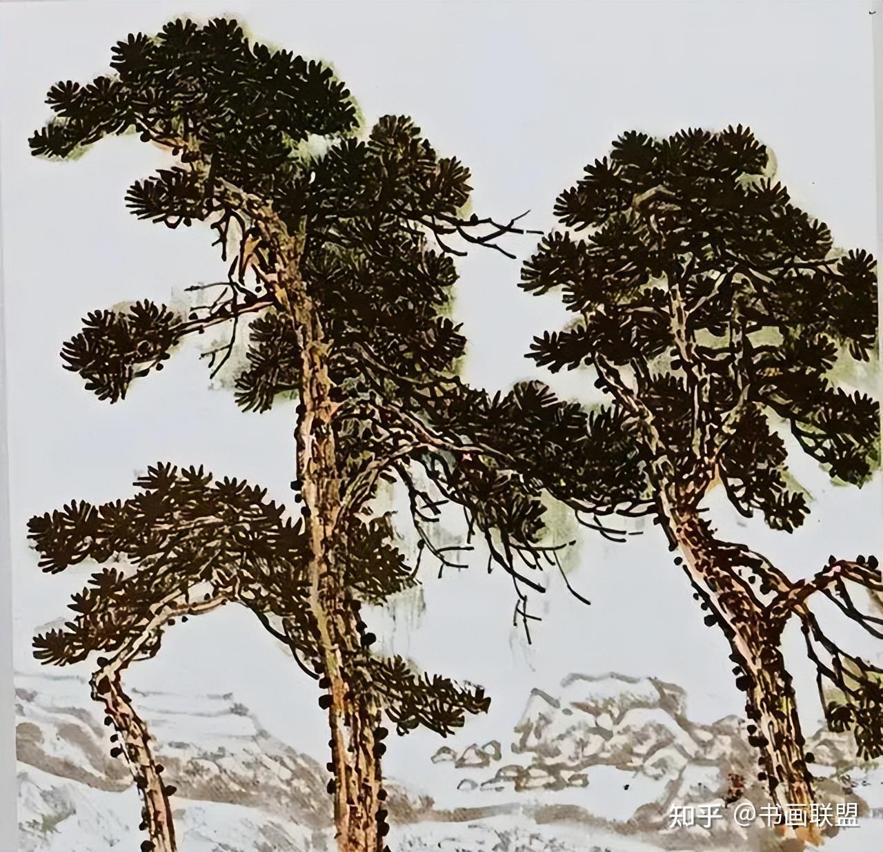国画技法 松树的各种画法 - 知乎