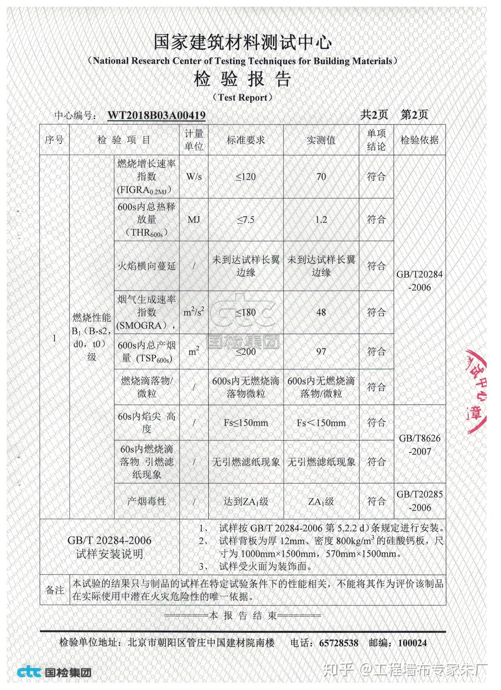 国家建筑材料测试中心检验报告永久阻燃和非永久阻燃在pvc墙布b1阻燃
