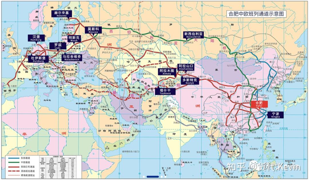 中欧班列的运输路线图图片