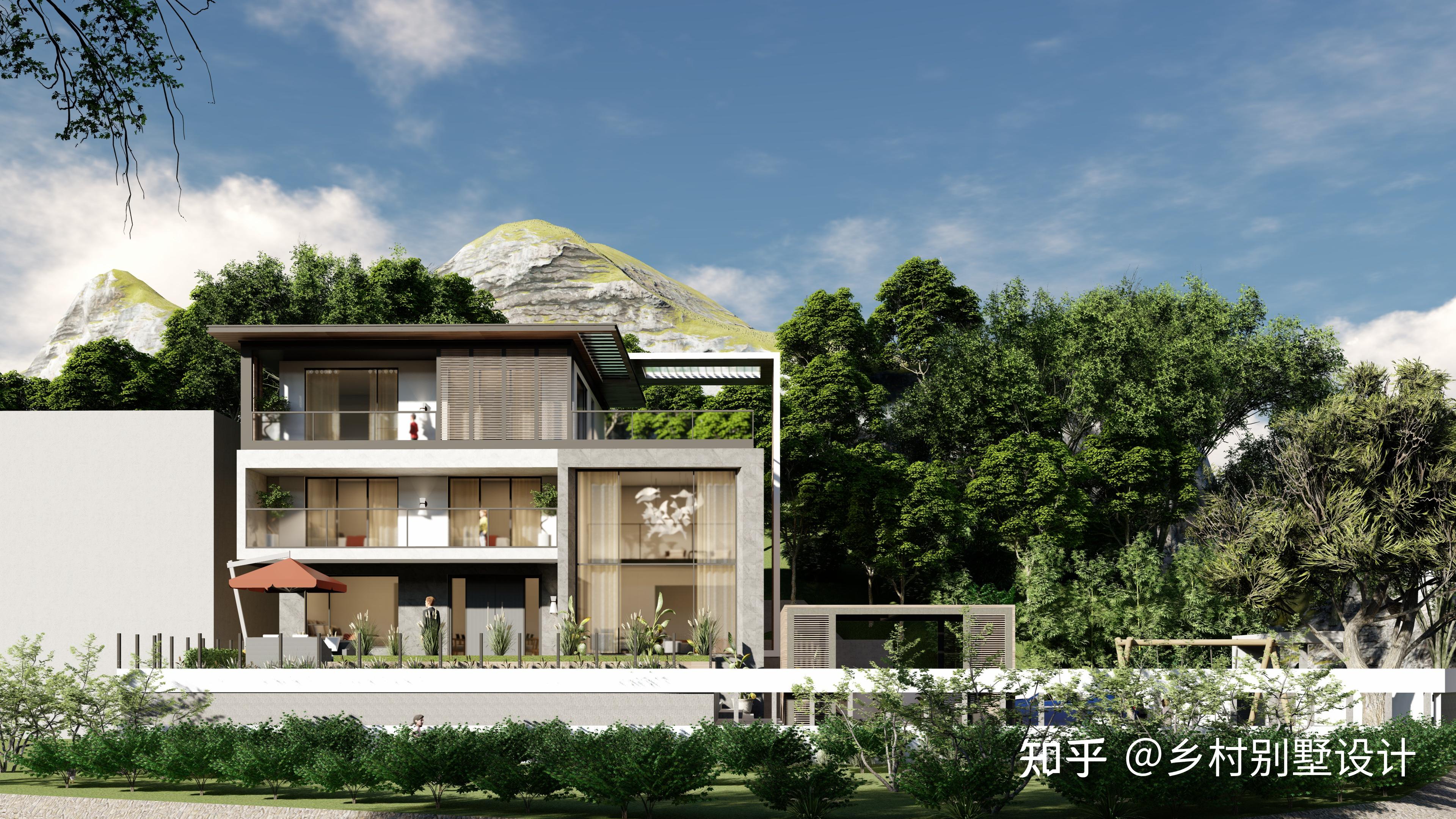 13m9m三层现代风格别墅造型丰富大露台设计