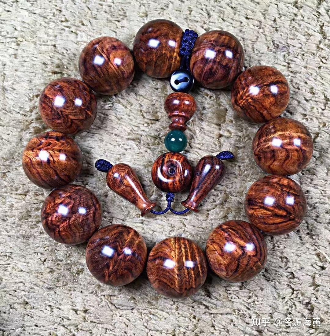 海南黄花梨野生老料满凤尾水波纹20手串