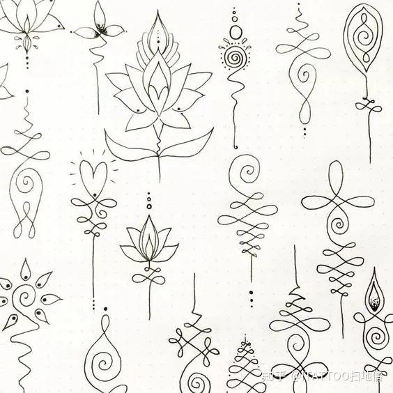 unalome纹身符号湿婆的第三只眼睛