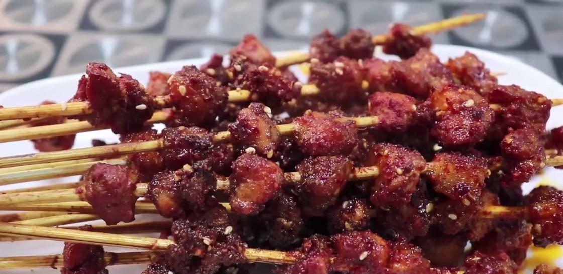 微波炉烤五花肉串