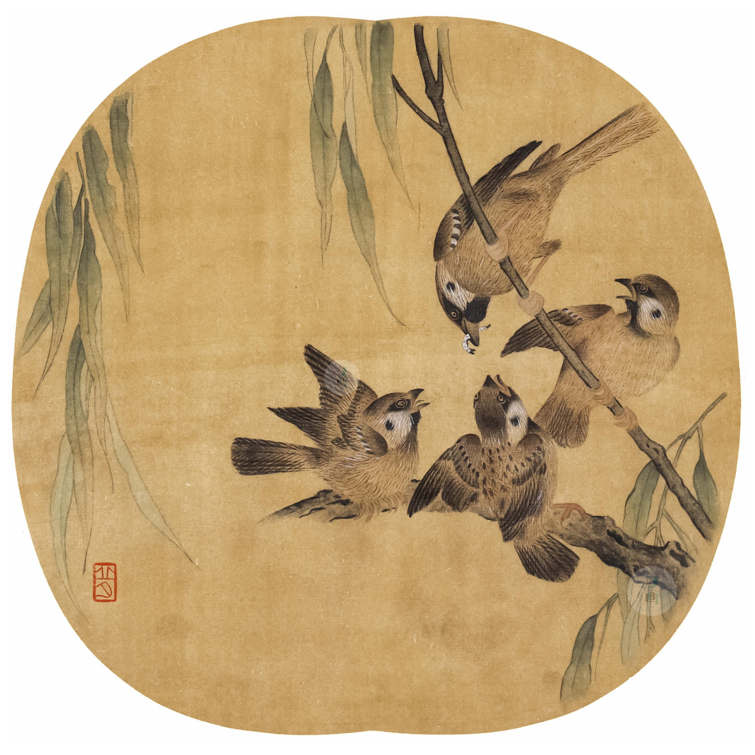 临摹《杨柳乳雀图》工笔作画步骤教程