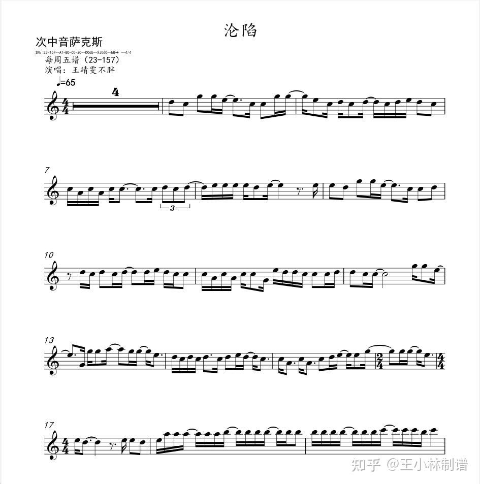 王靖雯《沦陷》小提琴 中提琴 大提琴 单簧管 长笛 萨克斯 小号 圆号