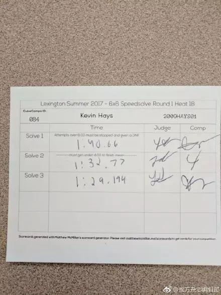 新世界记录诞生菲神的老对头仅用三小时就还原了十七阶