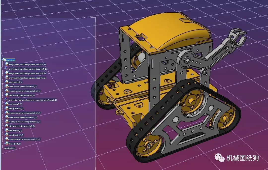 【机器人】tamiya cam三角履带机器人框架模型3d图纸 step格式