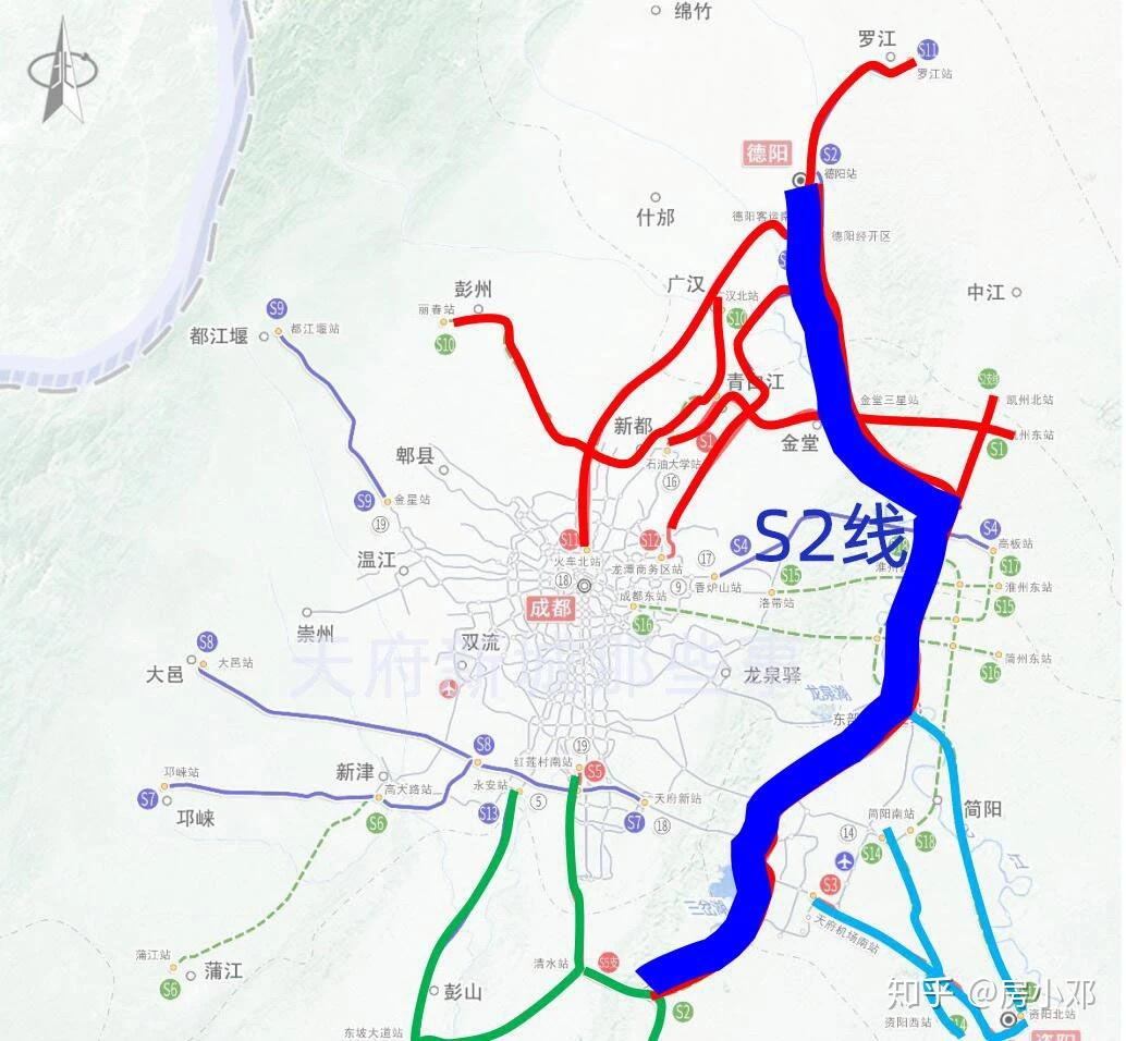 線路線走向圖市域鐵路s2線因為城粉們最為關注成都向南延伸的三條線路