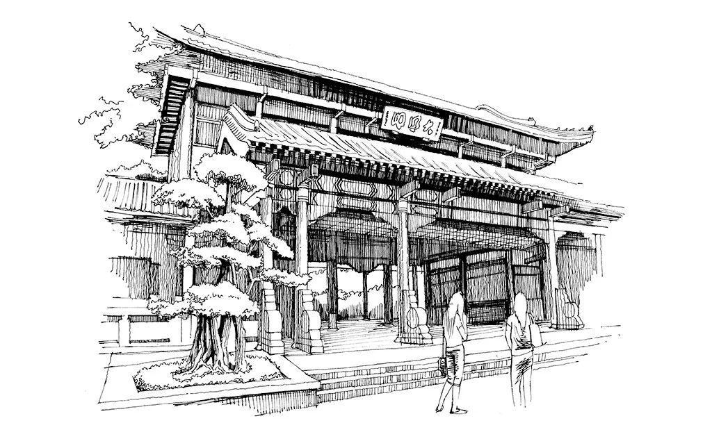 苏州博物馆历史文化广场鸟瞰小区景观鸟瞰红墙景观鸟瞰坡地形景观鸟瞰