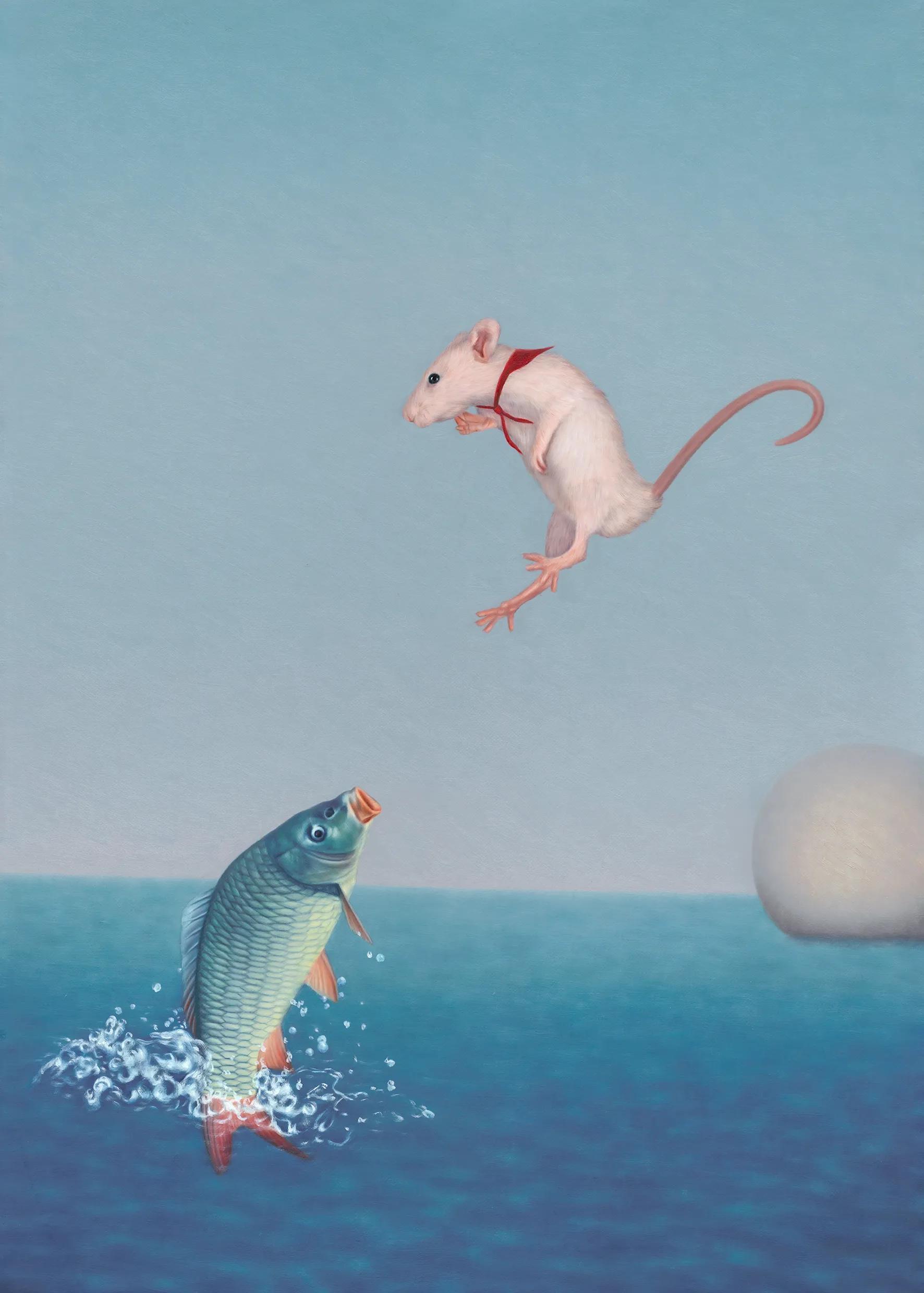 易春明超现实主义油画我看到整个动物界开始觉醒