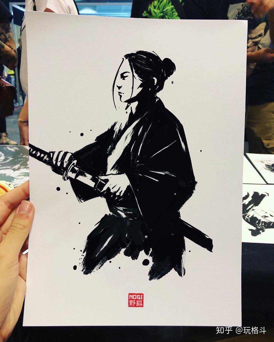 擅长画日本武士的美女插画师juliebuerianogiart作品欣赏