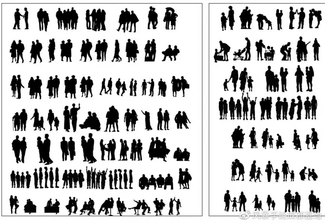 素材包含了数千个人物剪影,基本包含了所有场景的需要,格式为ps与ai