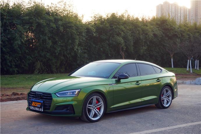 奥迪a5全车改色超亮金属曼巴粉长沙汽车改色贴膜汇格车研