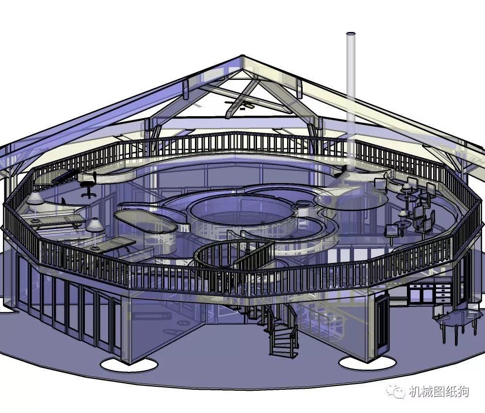 生活艺术octhaus圆锥顶建筑物模型3d图纸autocad设计dwg格式