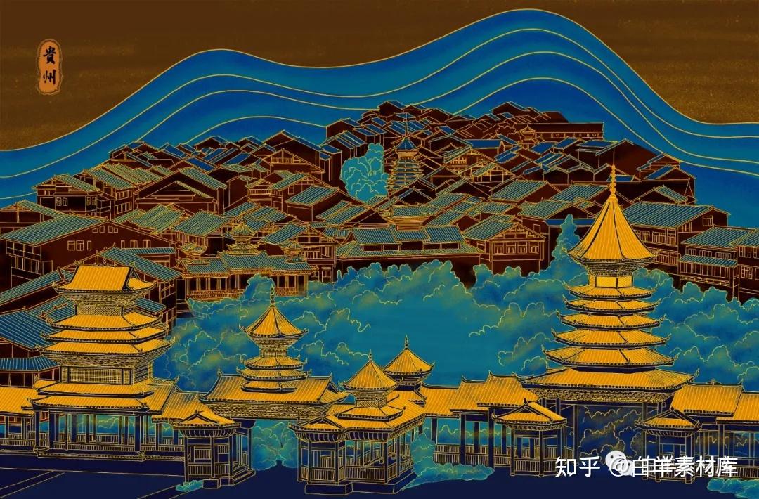 大气国潮山水神兽仙鹤psd海报素材【第582期】