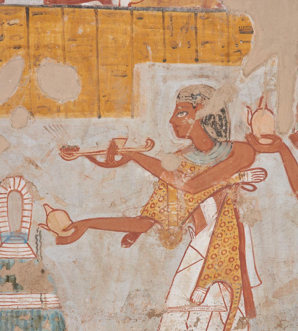 埃及贵族墓djehutydjehutyemheb墓tt45壁画享用花果