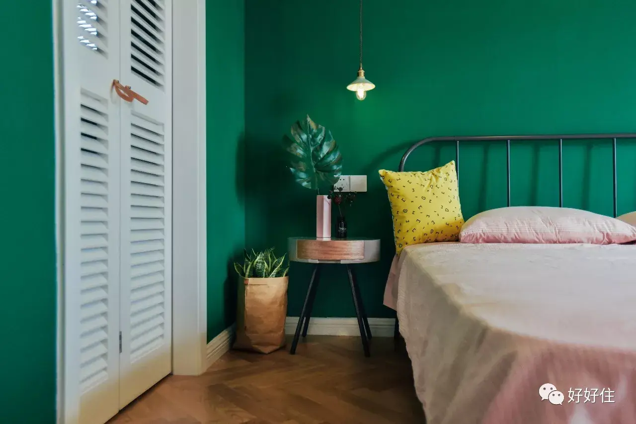 132㎡二居室现代装修效果图,森系绿色的优雅典范
