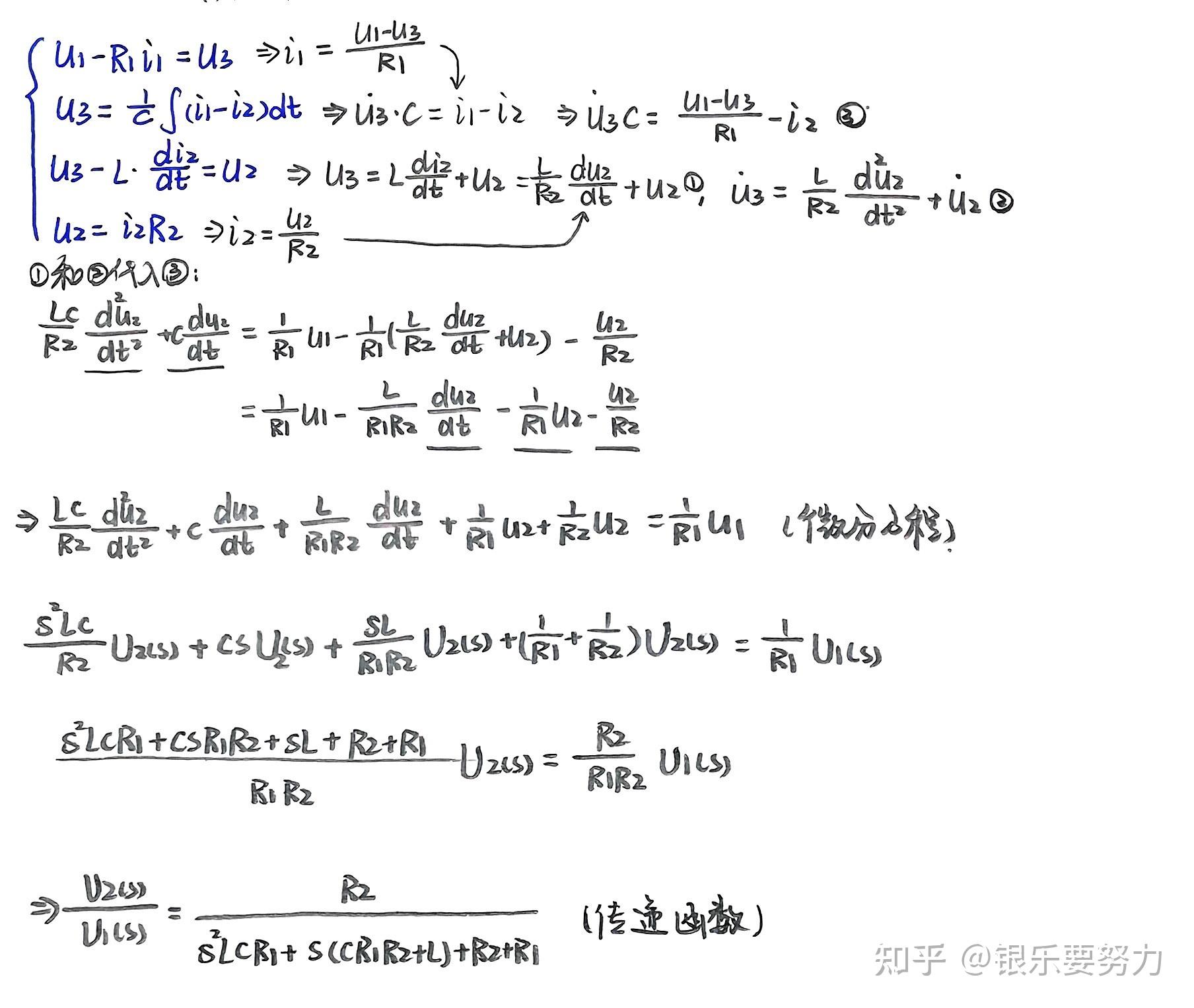 无源电网络传递函数求微分方程(含化简过程&拉氏变换) - 知乎