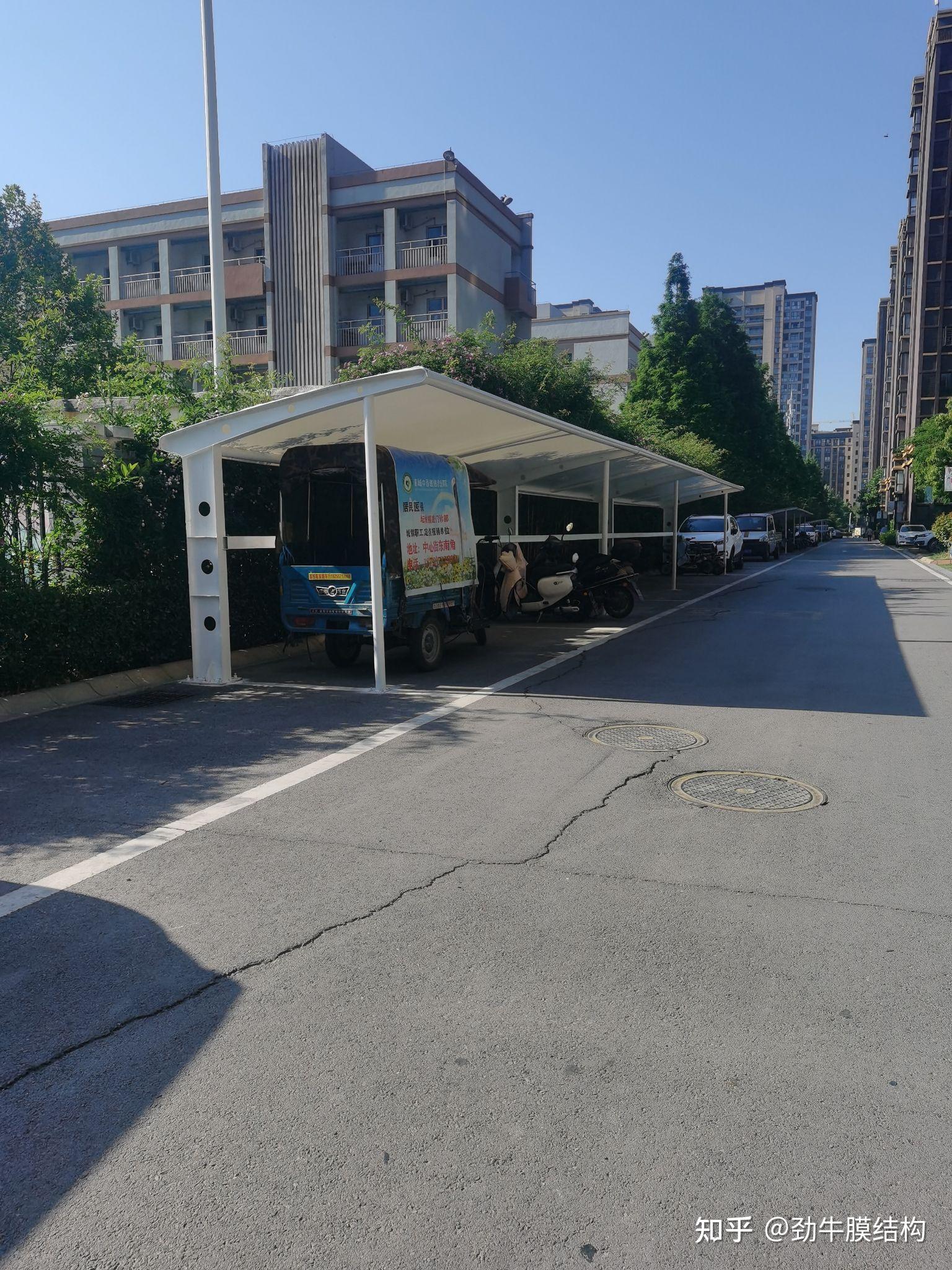 小区改造配套膜结构电动自行车棚