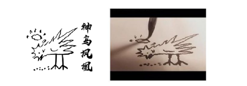 是电影《唐伯虎点秋香》中祝枝山的成名画作"神鸟凤凰(小鸡啄米图)"1