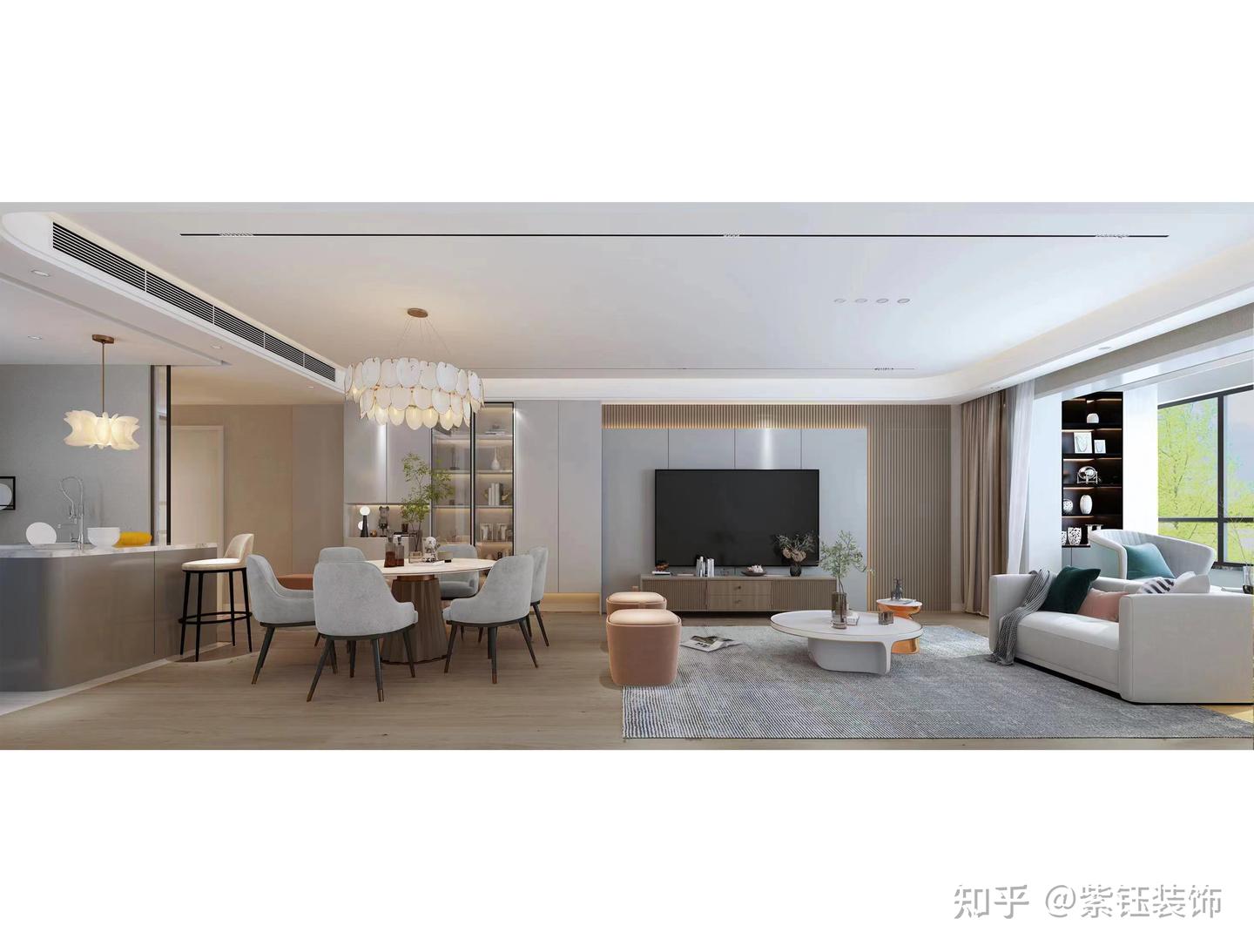 150㎡四居室现代简约新房装修,舒适又大方 - 知乎