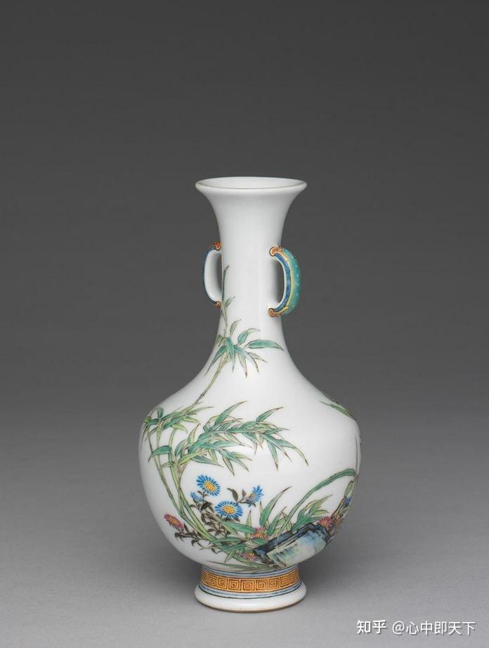 清乾隆珐琅彩兰竹双耳瓶- 知乎