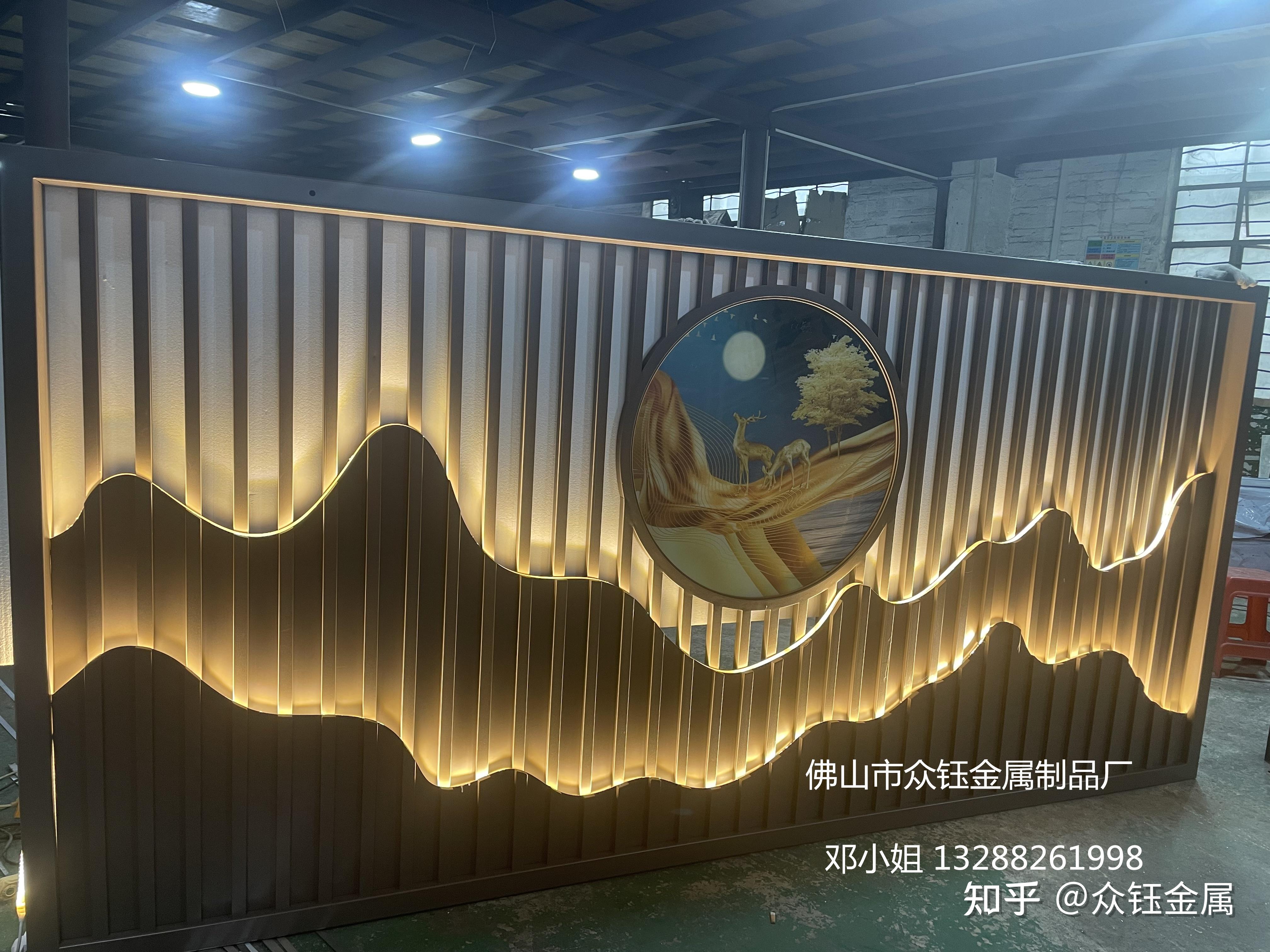 金属发光山水景墙 不锈钢山峦背景墙源头加工厂实拍