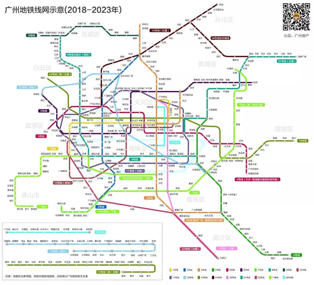 2023年的广州地铁网示意图至于老牌国企越秀集团,懂广州,懂羊城,它