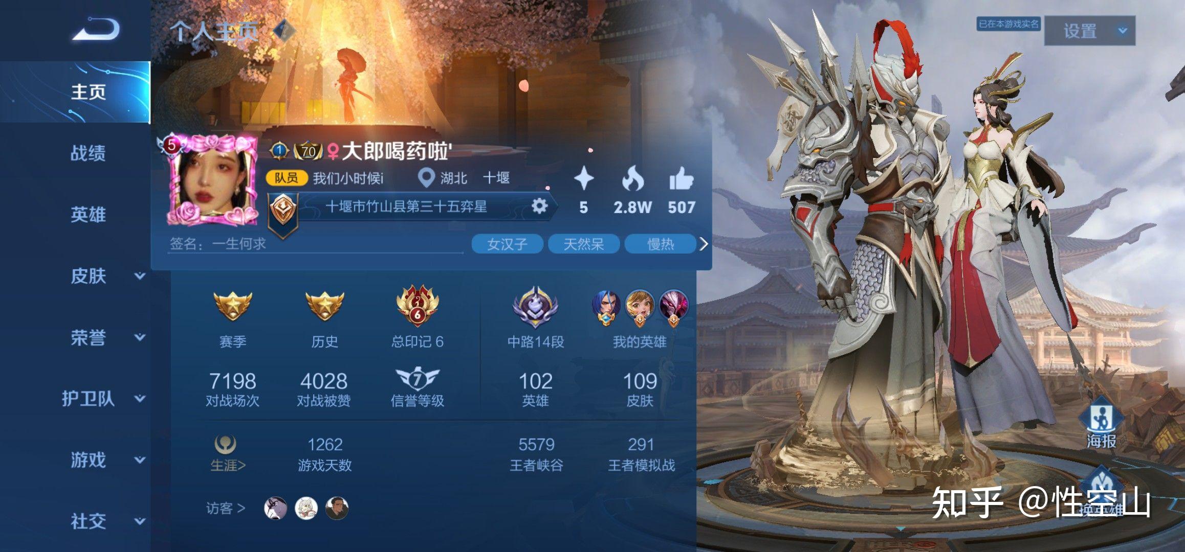 有一说一,王者荣耀个人主页放哪个英雄最好看?