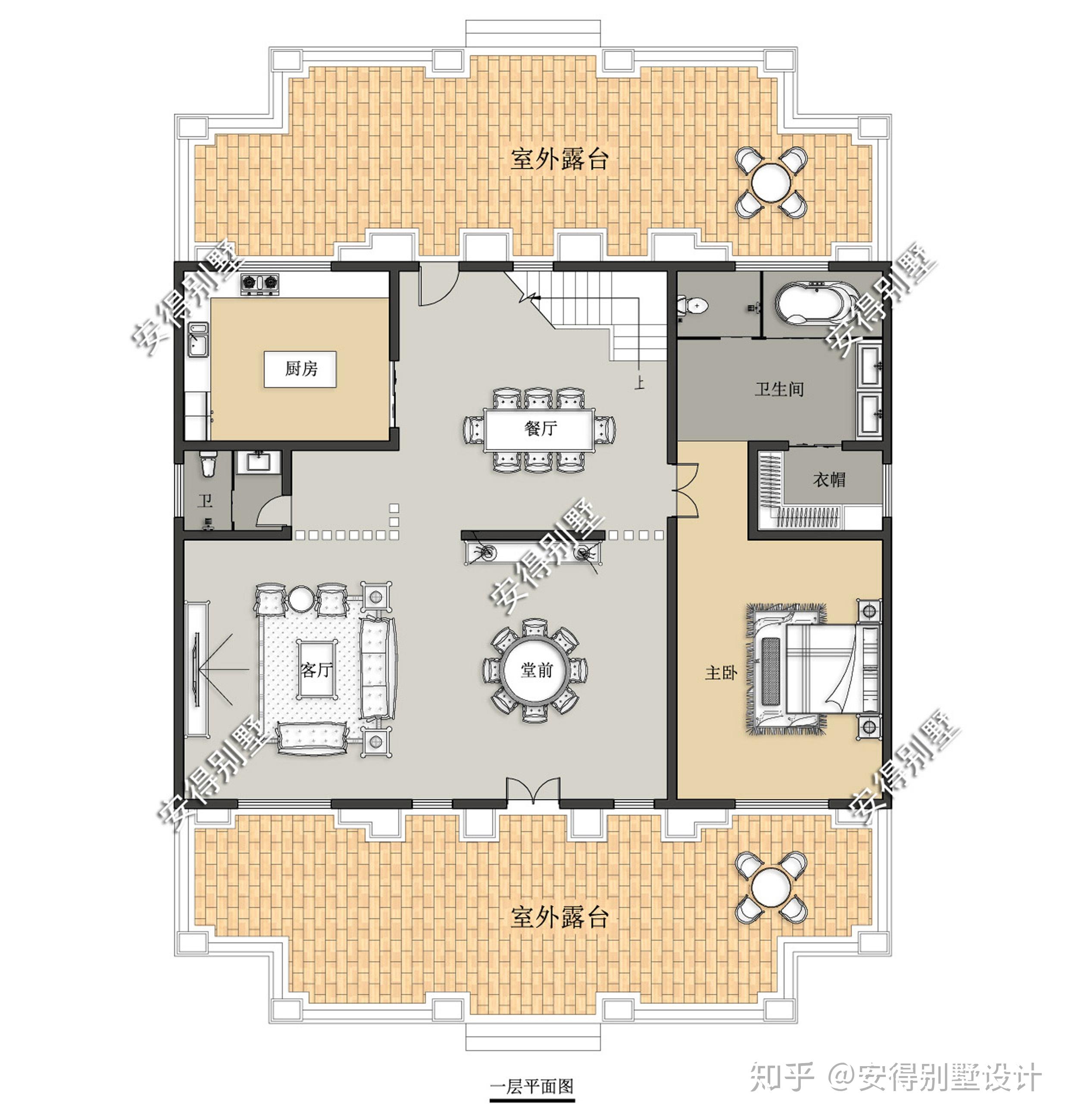 二层经典布局,楼梯上来走向家庭厅,和阳台联系在一起;1间豪华主卧套房