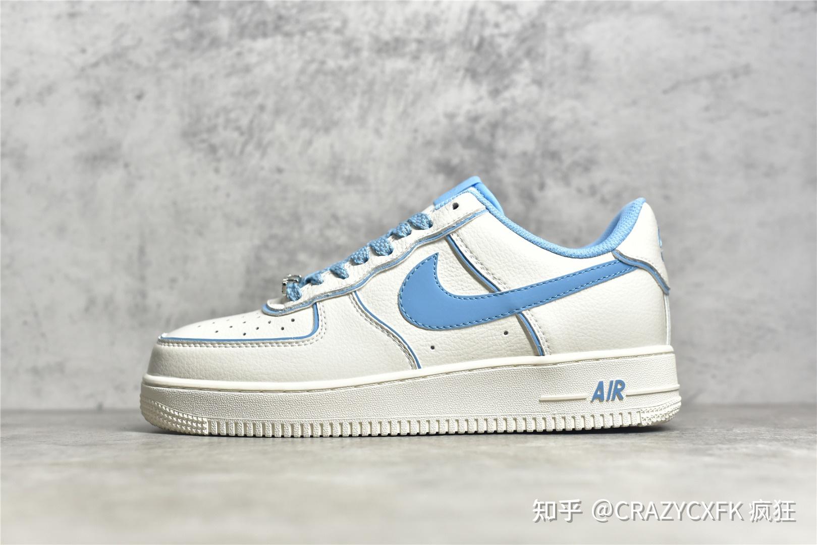 耐克反光夜魔侠nikeairforce1low米白蓝低帮空军一号运动鞋