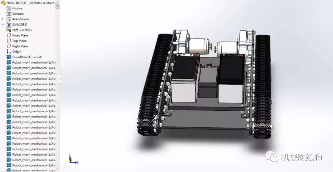【机器人】movil robot arduino履带车底盘3d图纸 solidworks设计