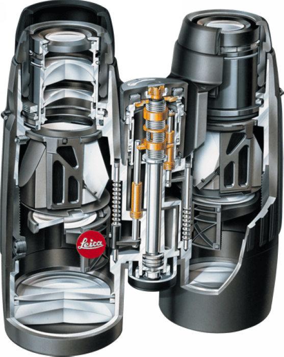 可以看看民用高端屋脊棱镜双筒望远镜的剖面图,像钟表一样精密的结构