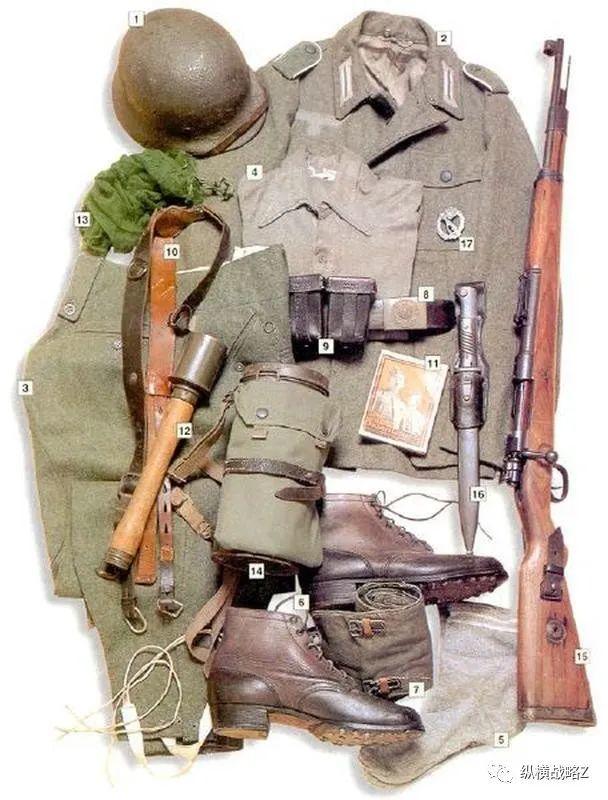 1944年,意大利/希腊,人民掷弹兵师⑩m36型手榴弹⑨司登冲锋枪带刺刀⑧