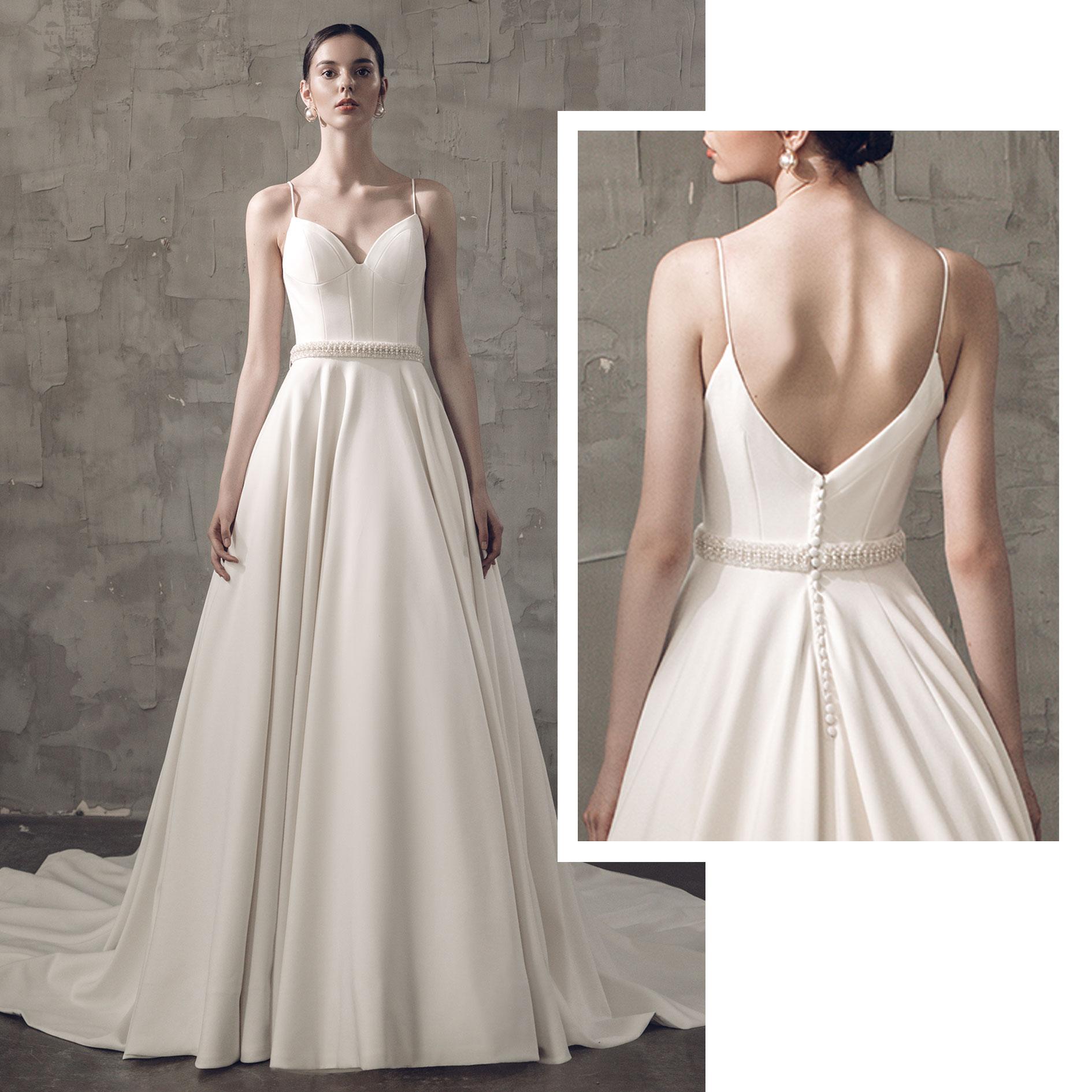 极简缎面婚纱做一次自己的白月光