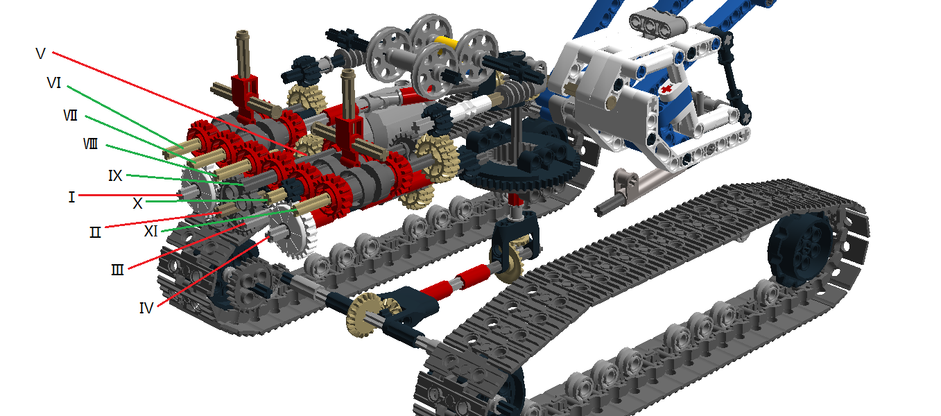 legotechnic乐高机械组的传动设计42042crawlercrane履带起重机